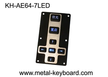 Backlit Waterproof Silicon Rubber 7 Keys Metal Kiosk Keyboard / Keypad with Metal Panel mount