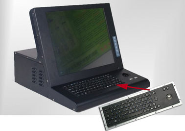 IP65 anti - teclado de computador industrial preto do vândalo com Trackball de aço inoxidável