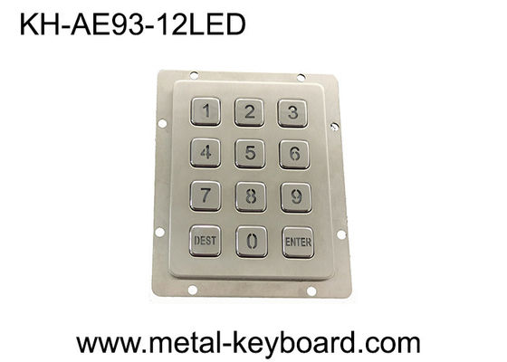 Teclado numérico numérico do metal claro traseiro 3x4 no teclado numérico de aço inoxidável das chaves da matriz 12